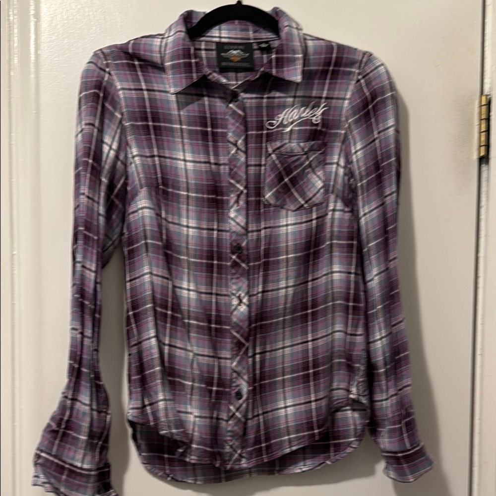 Harley-Davidson Purple Long Sleeve Button Down Shirt